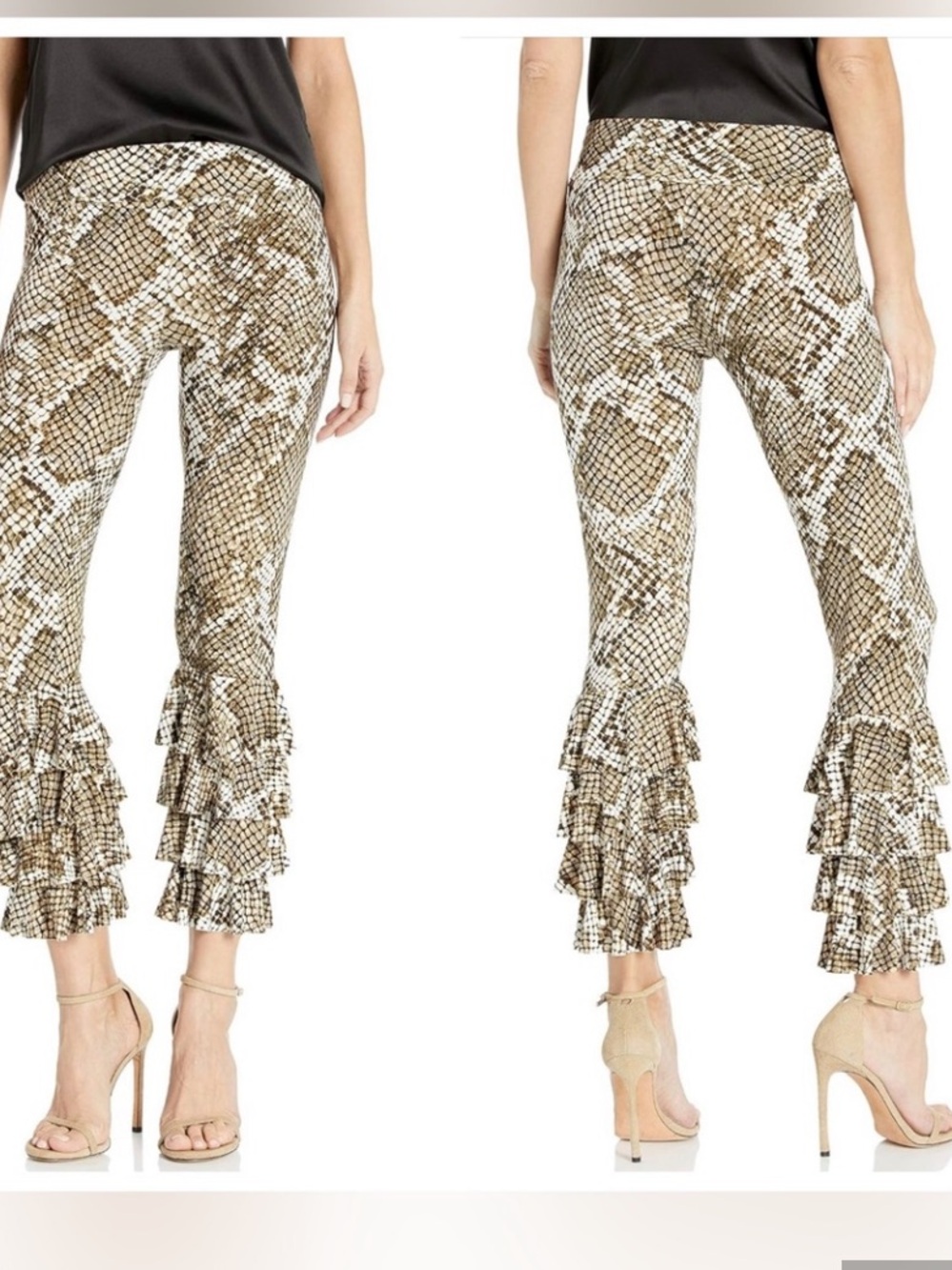 Rare Norma Kamali python print Ruffle Pants